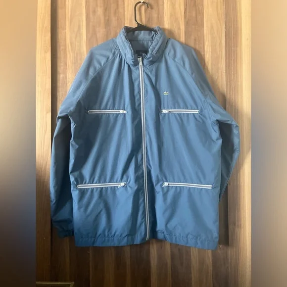 VINTAGE LACOSTE MEN'S LIGHTWEIGHT WATER-RESISTANT HOODED WINDBREAKER DEVANLAY
